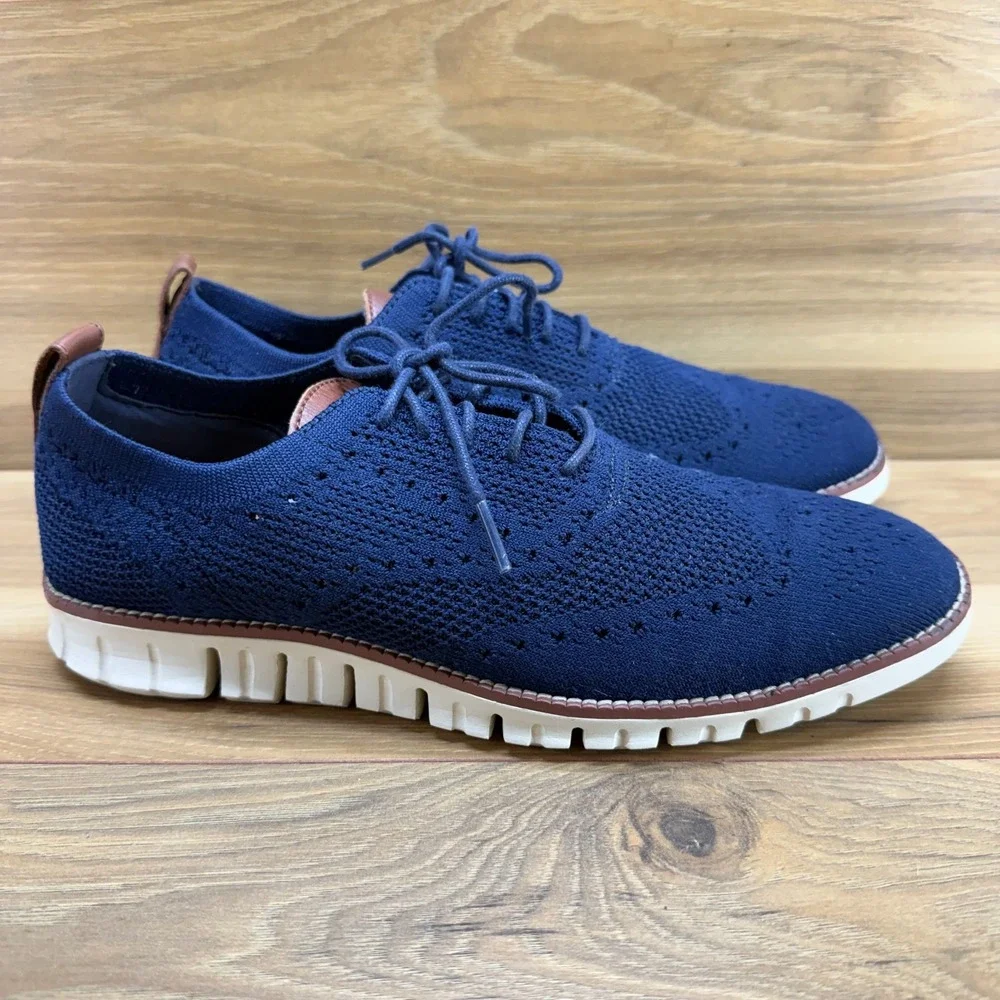 Cole Haan Zero Grand Mesh Wingtip 9 M Navy Blue Stitchlite Oxfords